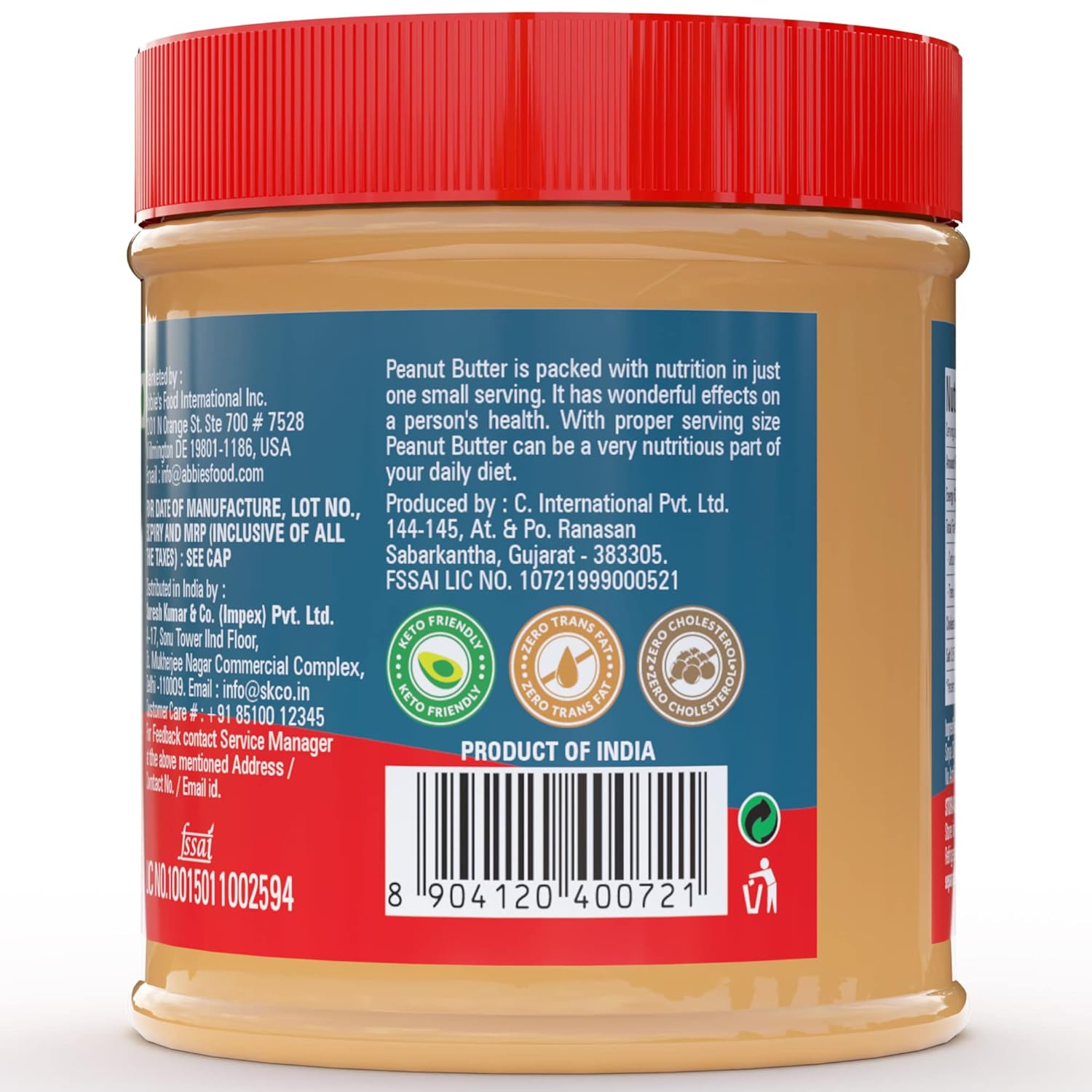Abbies Peanut Butter,Crunchy, 340gm