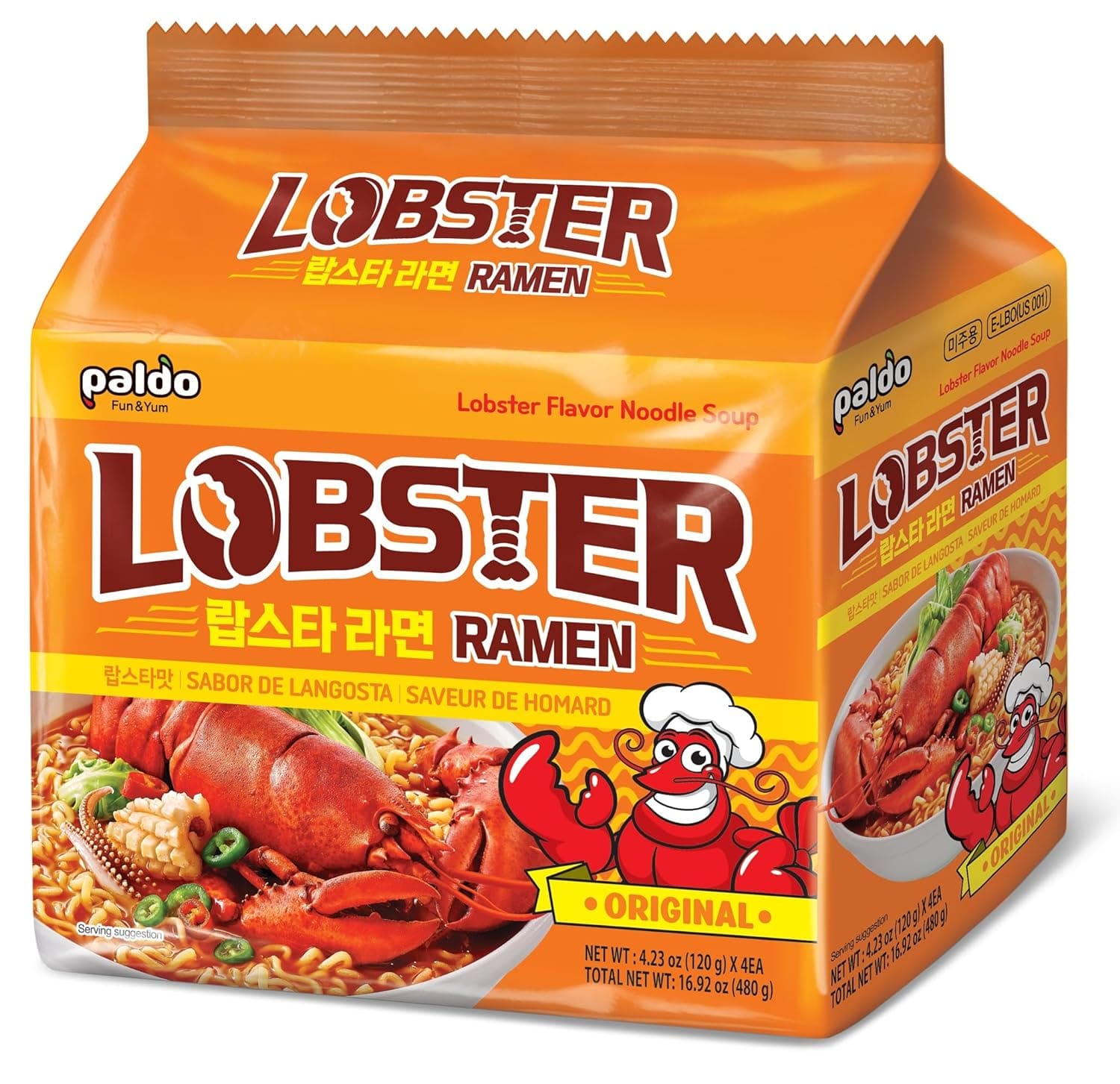 Paldo Lobster Ramen (Spicy Soup), 4x120g