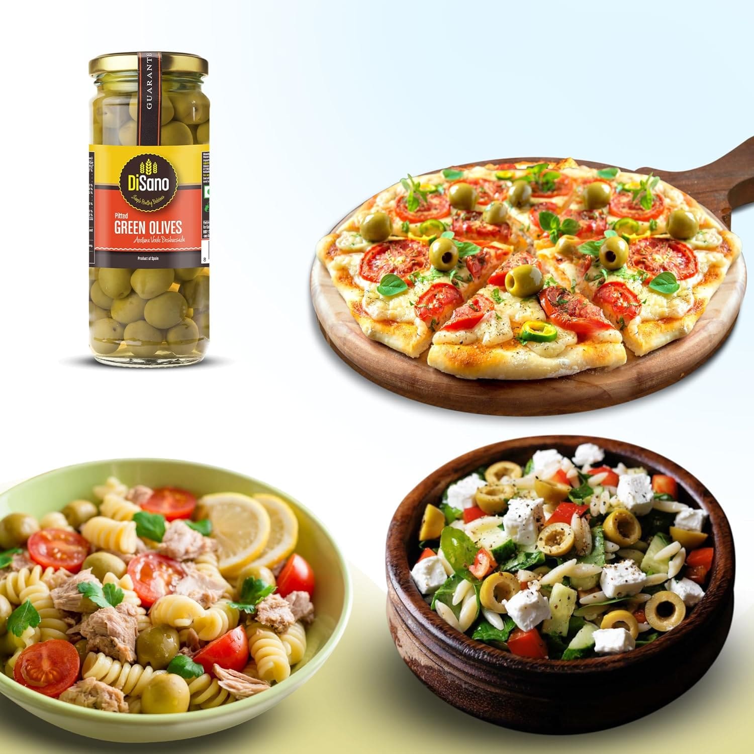 Disano, Pitted Green Olives, 450g