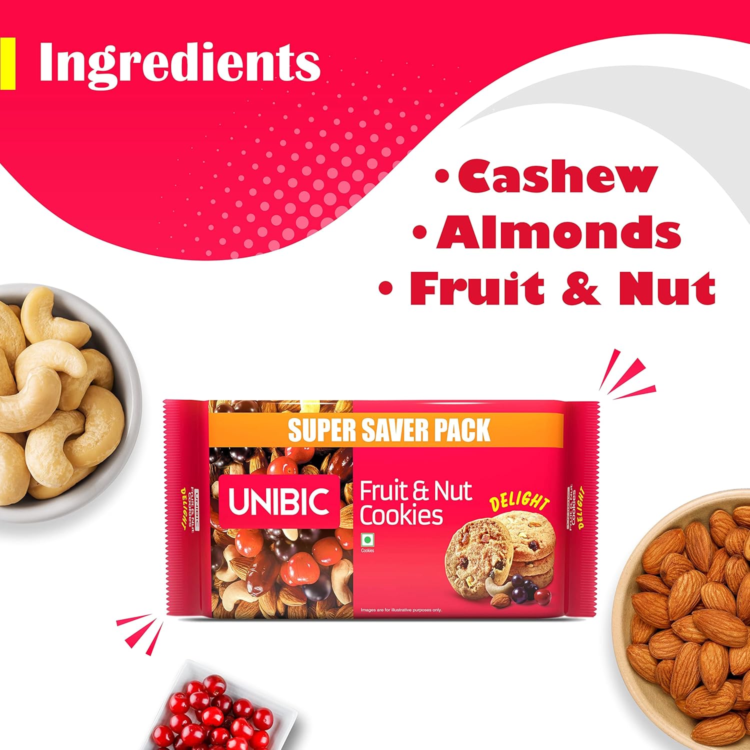 Unibic, Fruit & Nut Cookies, 300g