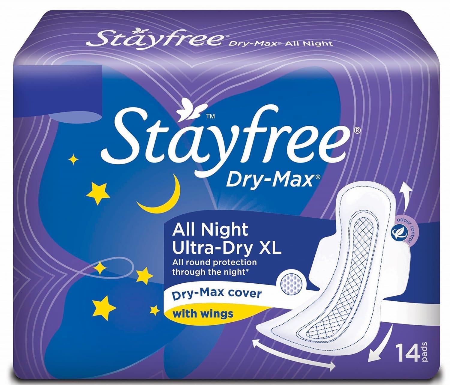 Stayfree Dry Max All Night Ultra-Dry XL, 14 Units