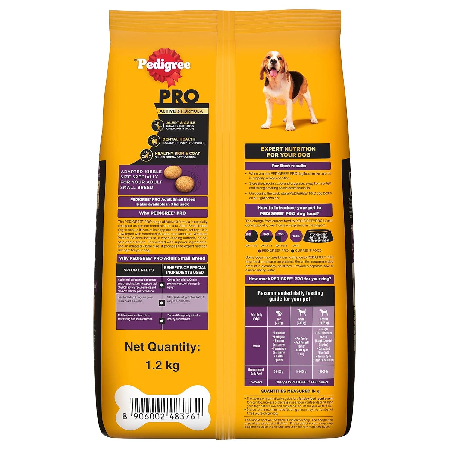 Pedigree Pro Adult Small Breed, Dry Chicken Dog Food, 1.2 Kg