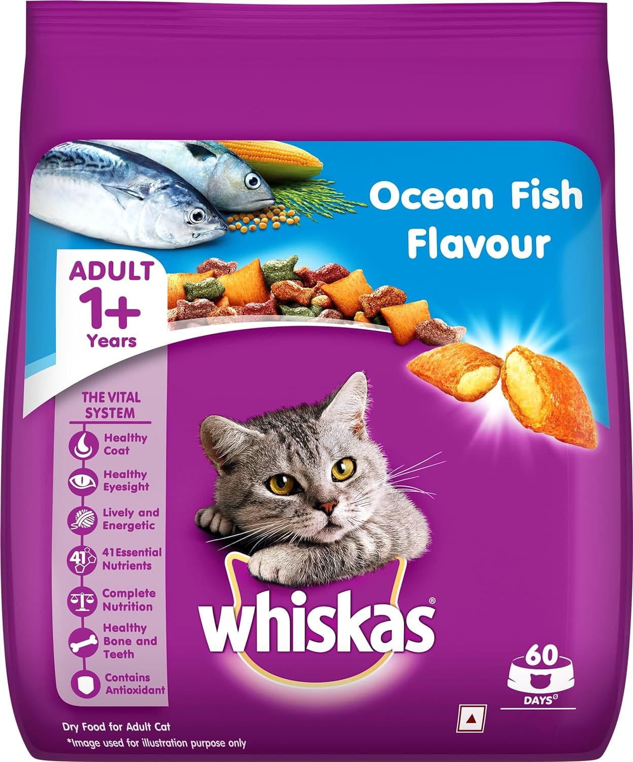 Whiskas Adult (+1 year), Ocean Fish Flavour, 480g