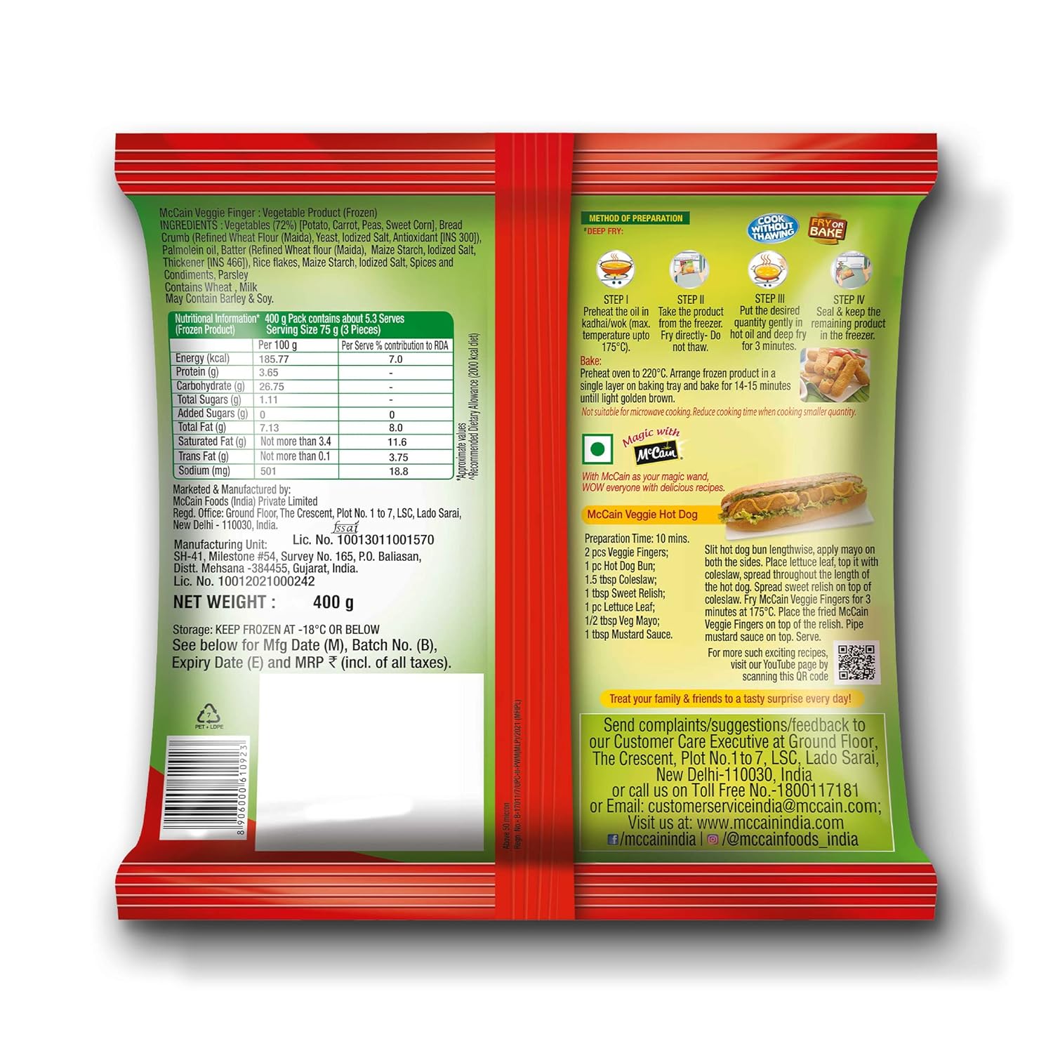 McCain Veggie Finger, 400g