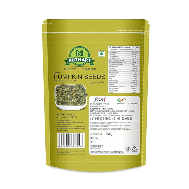 Nutmart Raw Pumpkin Seeds, 250g