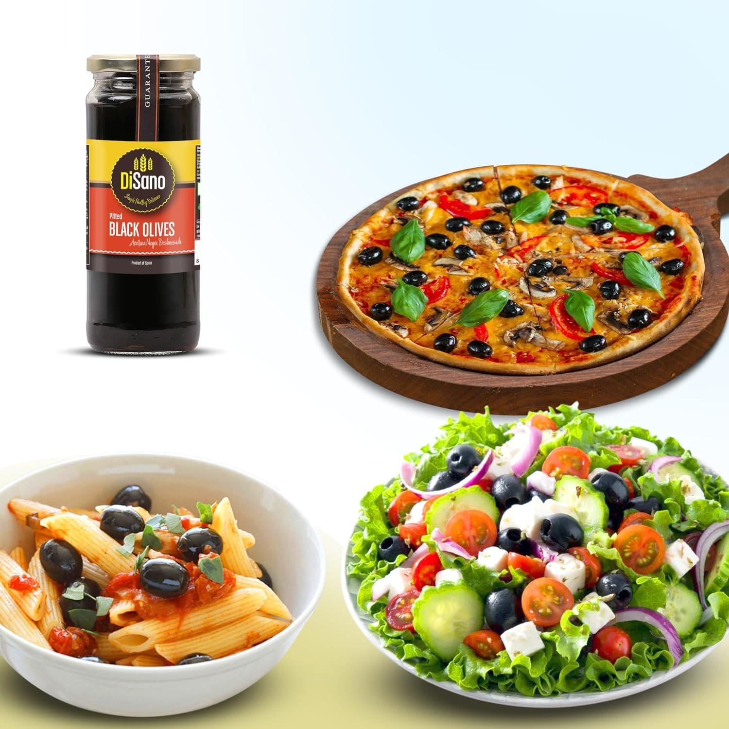 Disano, Pitted Black Olives, 450g