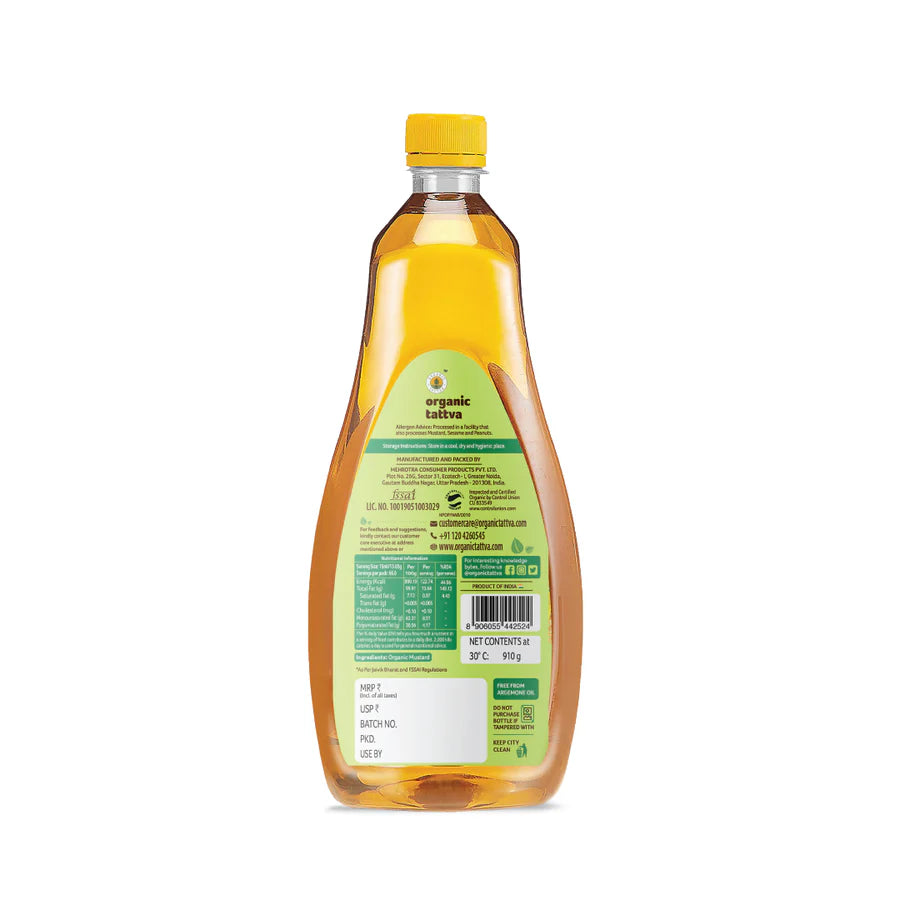 Organic Tattva, Cold Pressed Mustard Oil 1L/910g