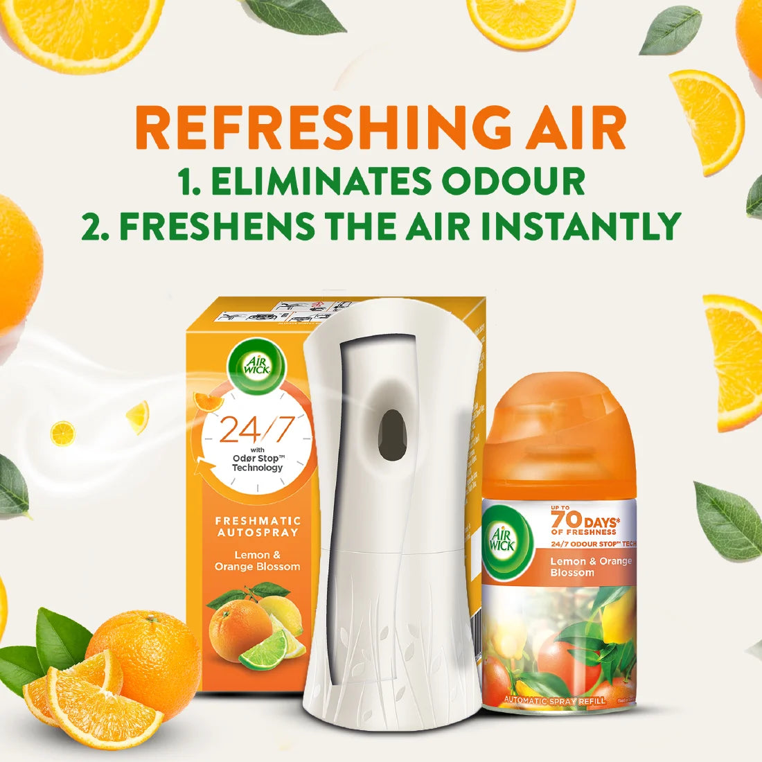 Air Wick, Freshmatic Autospray, Complete Kit, Lemon & Orange Blossom, 70 Days