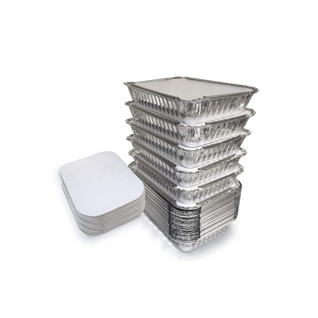Aluminium Foil Container 450ml for Takeaway, Serving & Storing Food With Lid Cover included (Pack of 100)