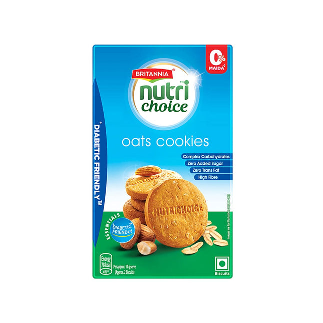 Britannia NutriChoice Essentials Oats Cookies - No Added Sugar & Diabetic Friendly, 150 gm