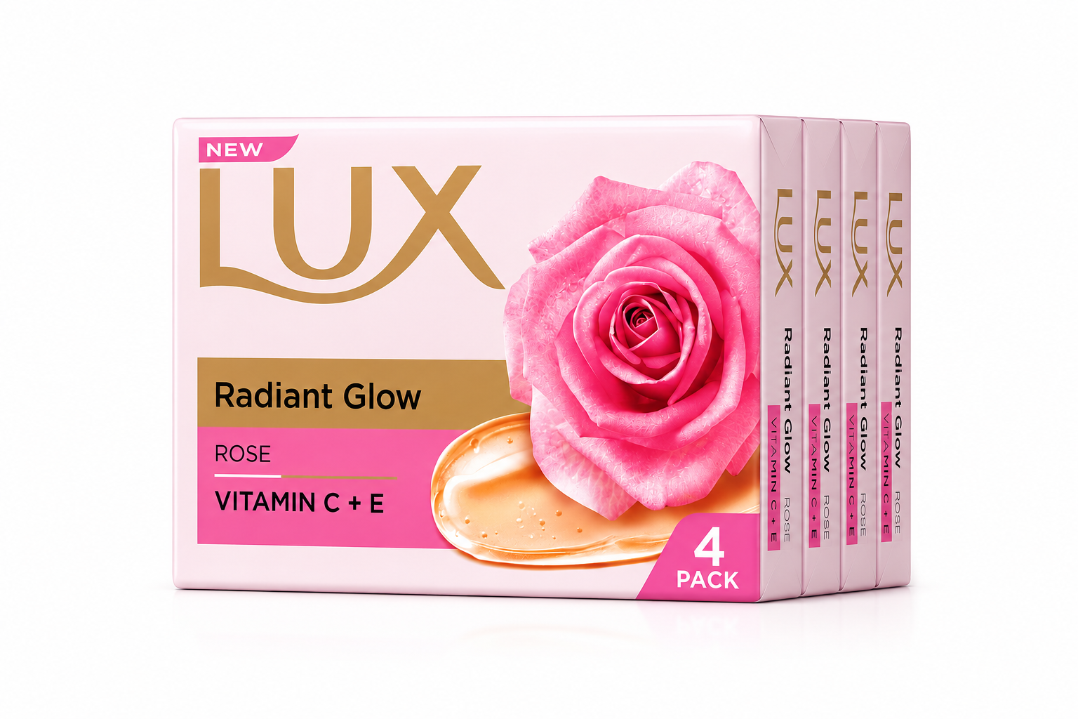Lux Advance Radiant Glow, Rose 100g Pack of 4