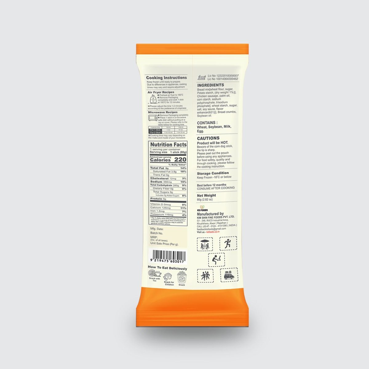 Korean Corn Dog, Chicken Sausage, 80g