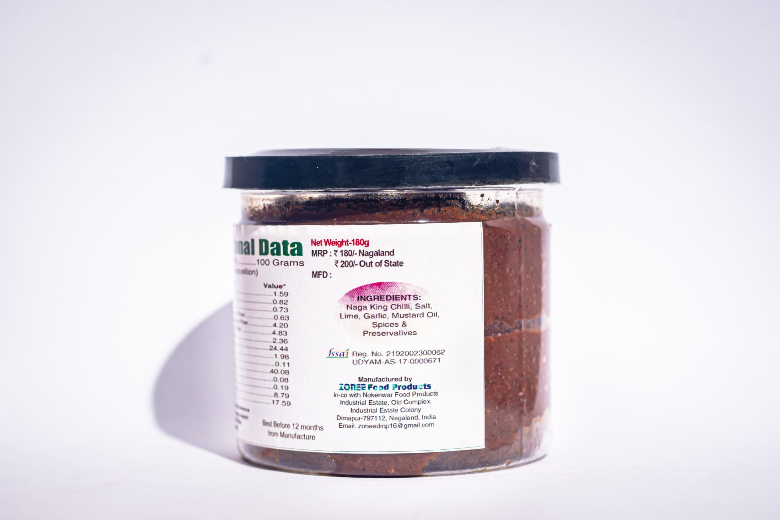 Zonee, Dried Naga King Chilli Pickle Paste, 180g