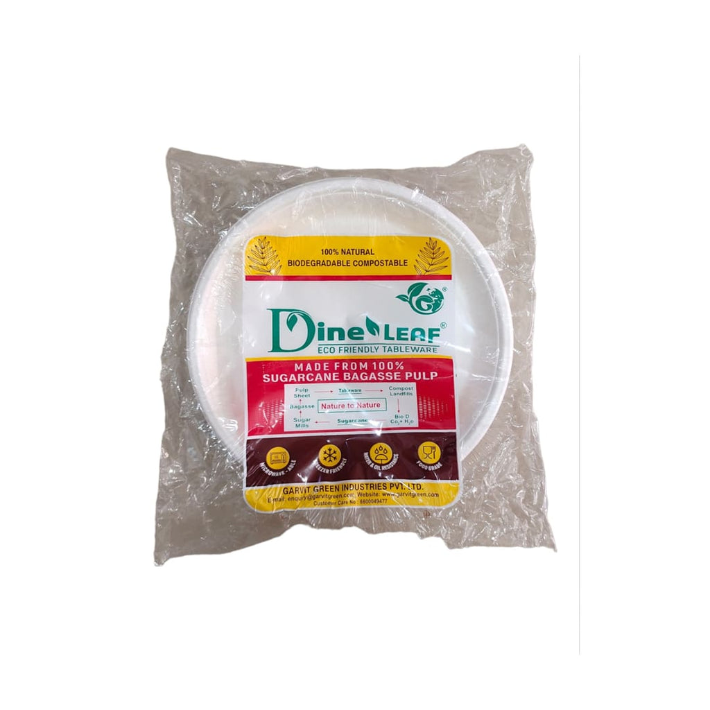Dine Leaf Disposable Plates, 25 pcs per pack| Round, Plain, 12 inch