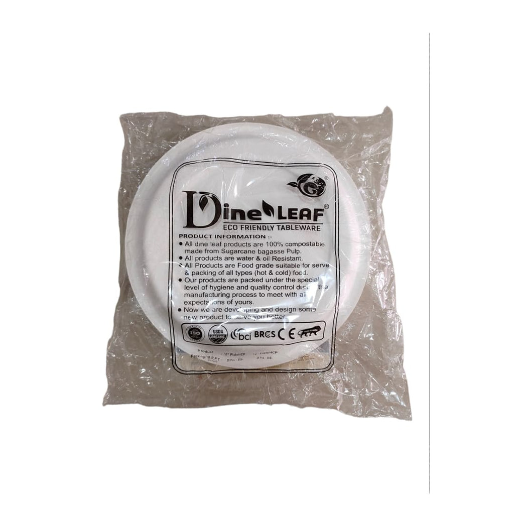 Dine Leaf Disposable Plates, 25 pcs per pack| Round, Plain, 12 inch