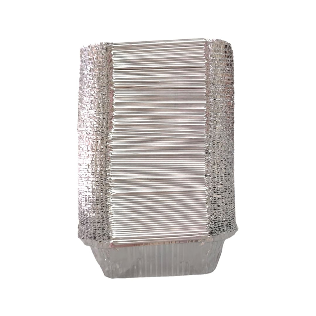 Disposable Aluminium Foil Containers with Lid For Takeaway Fast Food Packaging (100, 660 ml)