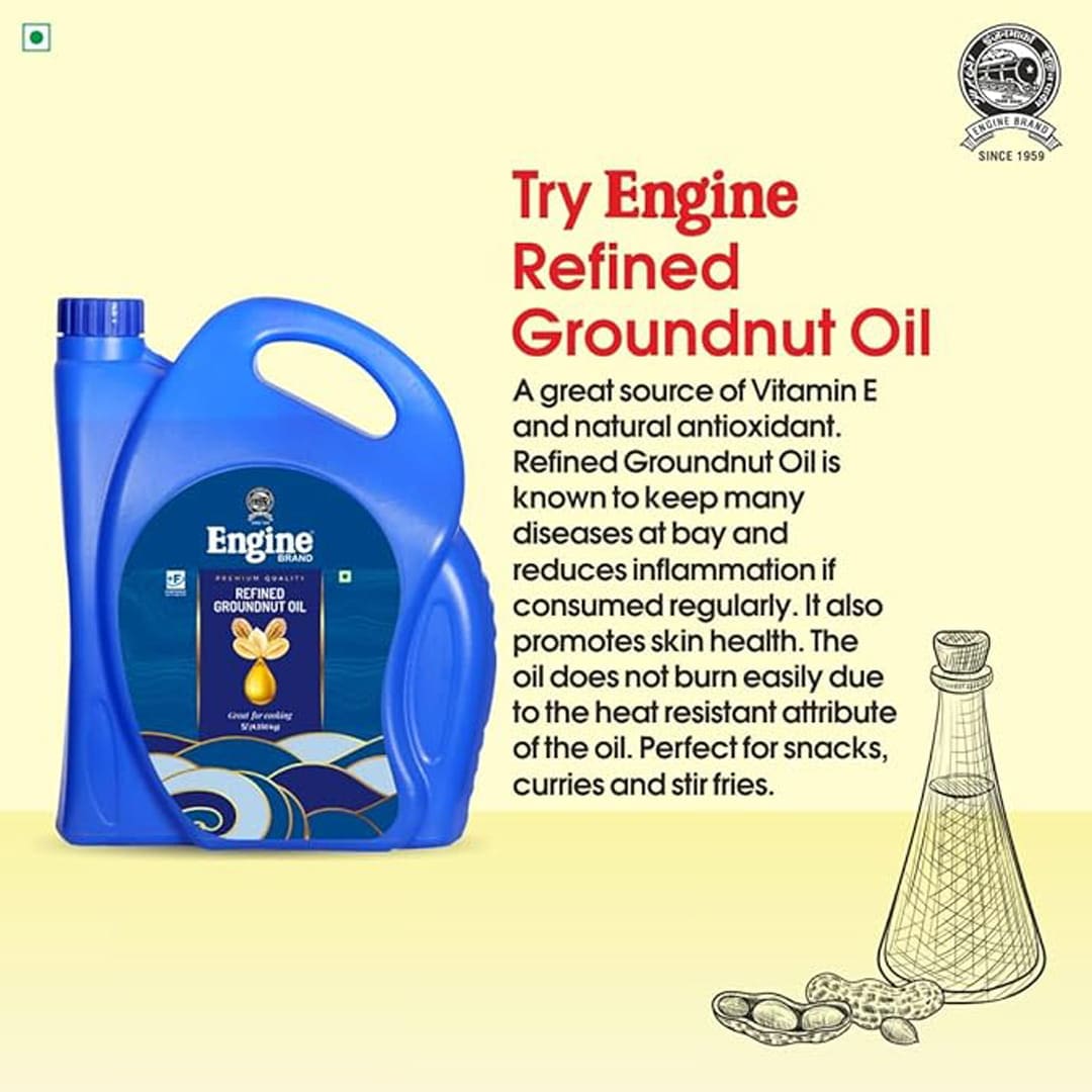 Engine Brand Refined Peanut (Groundnut) Oil - 5 Litre Jar