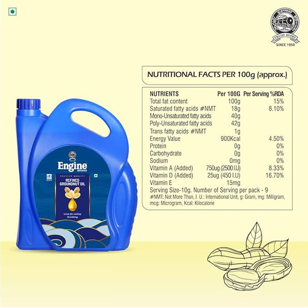 Engine Brand Refined Peanut (Groundnut) Oil - 5 Litre Jar