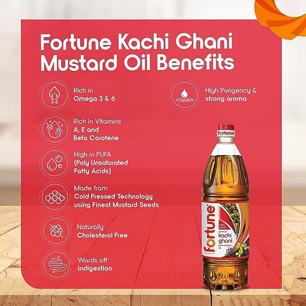 Fortune Premium Kachi Ghani Pure Mustard Oil, 1L