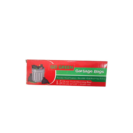 GO GREEN Garbage bags| Large Trash Drawstring Bags (15 pc) |21” x 32”|61x 81 cms