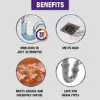 Harpic Drain Xpert Drain Cleaner Powder, Effective sink cleaner, drain blockage remover - 50g.