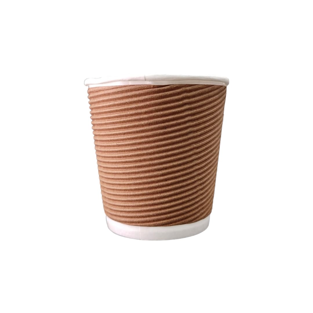 High Quality Rippled Disposable Paper cups | 210 ml| Brown| Pack of 25