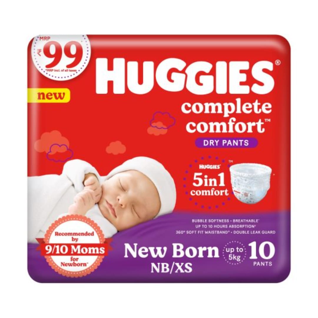 Huggies Complete Comfort Baby Dry Diaper Pants Extra small/ New Born, 10 Count