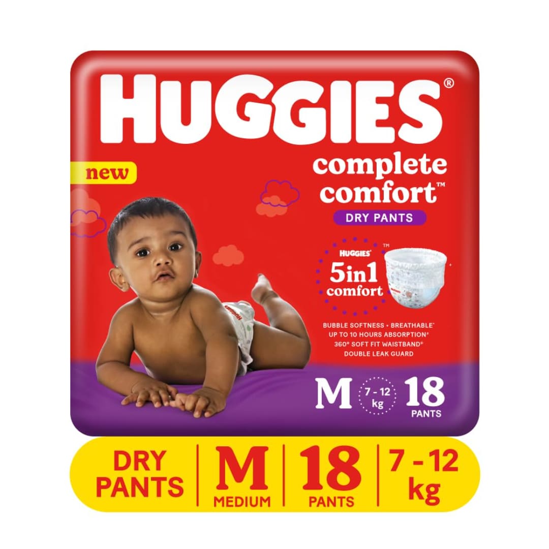 Huggies Complete Comfort Baby Dry Diaper Pants Medium, 18 Count