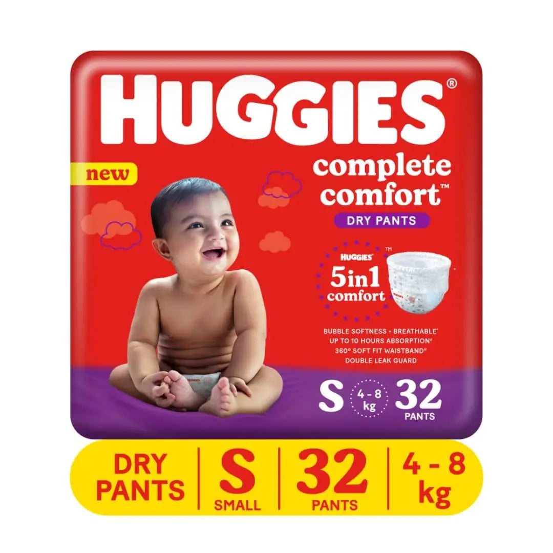 Huggies Complete Comfort Baby Dry Diaper Pants Small, 32 Count
