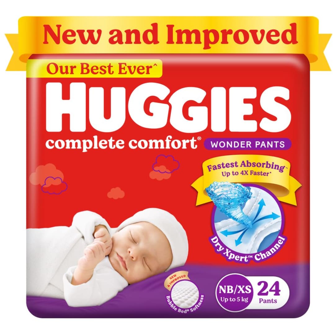 Huggies Complete Comfort Wonder Pants Extra Small/New born Size Baby Diaper Pants, 24 count