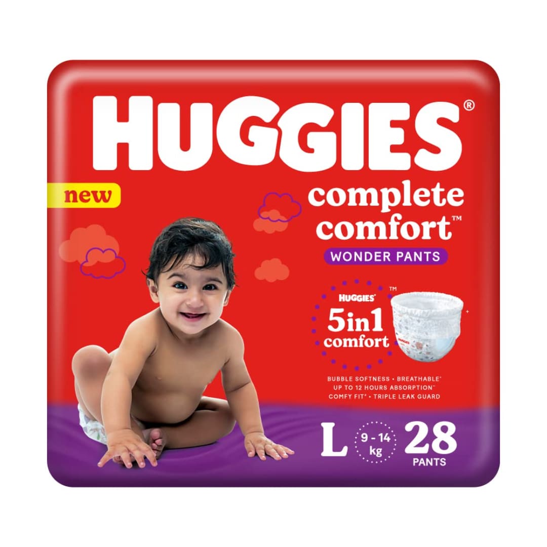 Huggies Complete Comfort Wonder Pants Large (L) Size Baby Diaper Pants, 30 count