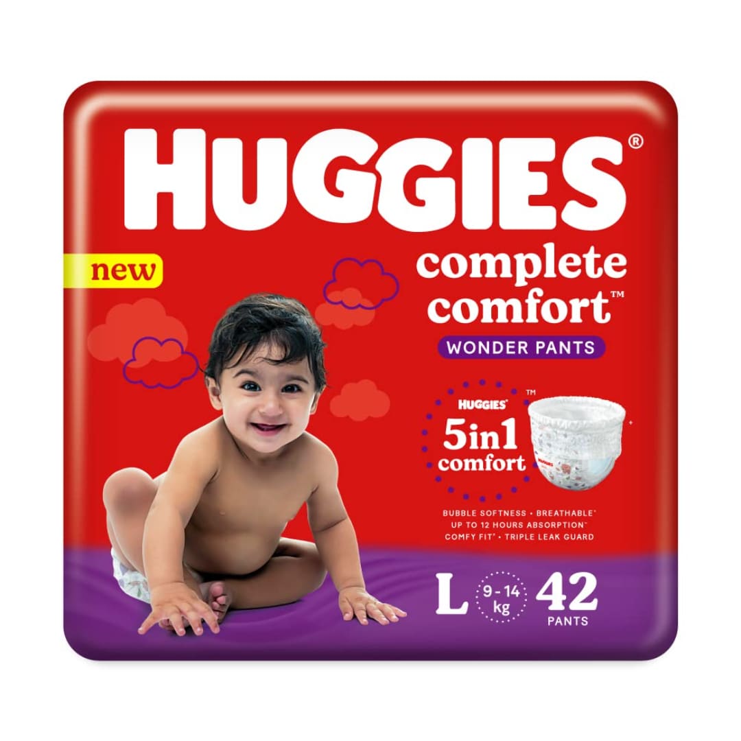 Huggies Complete Comfort Wonder Pants Large (L) Size Baby Diaper Pants, 42 count