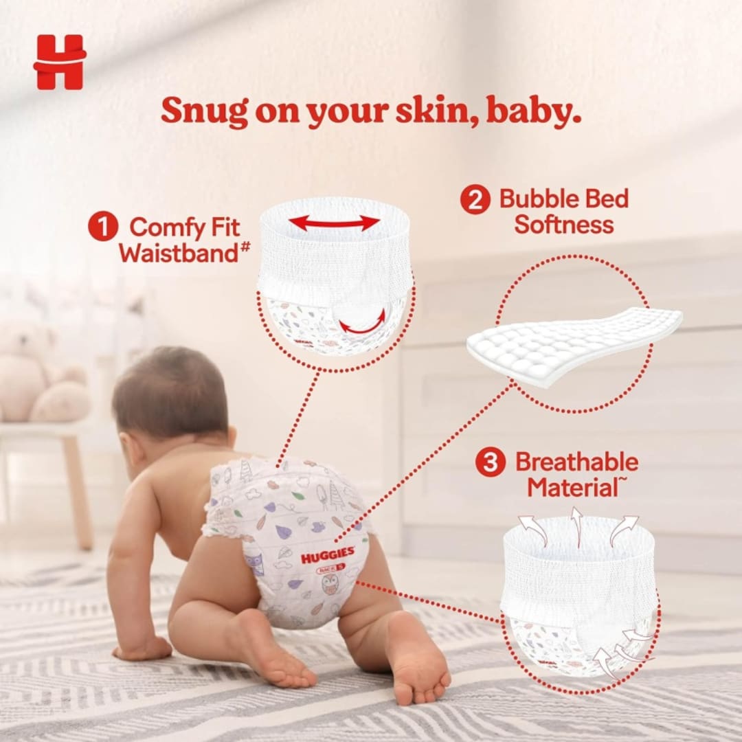 Huggies Complete Comfort Wonder Pants Large (L) Size Baby Diaper Pants, 64 count