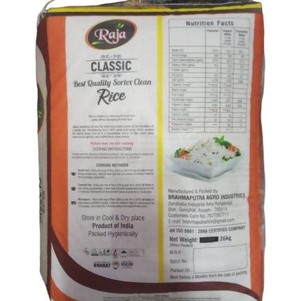 Raja Classic Sortex Clean Rice, 26kg
