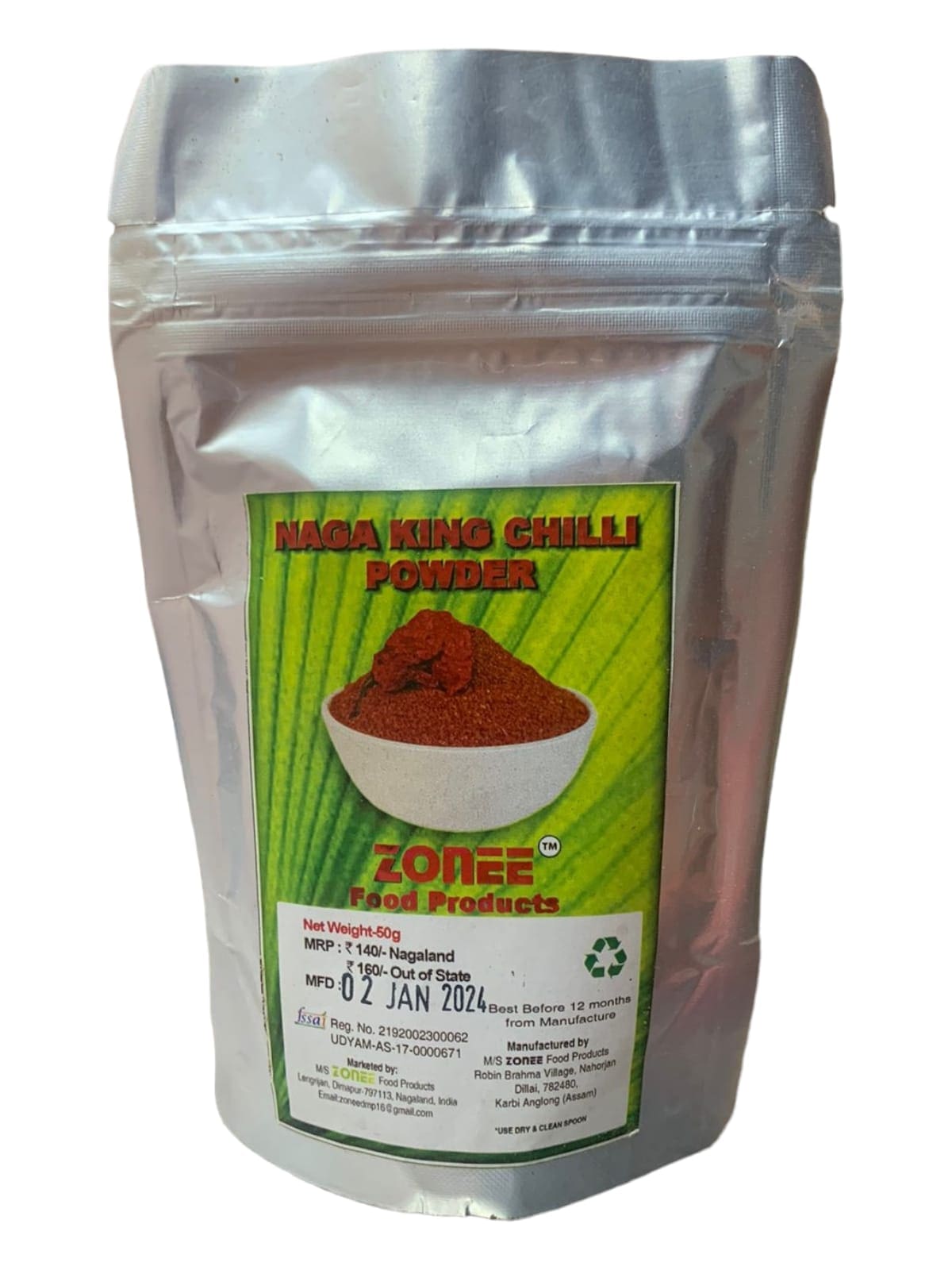 Zonee Naga King Chilli Powder, 50g