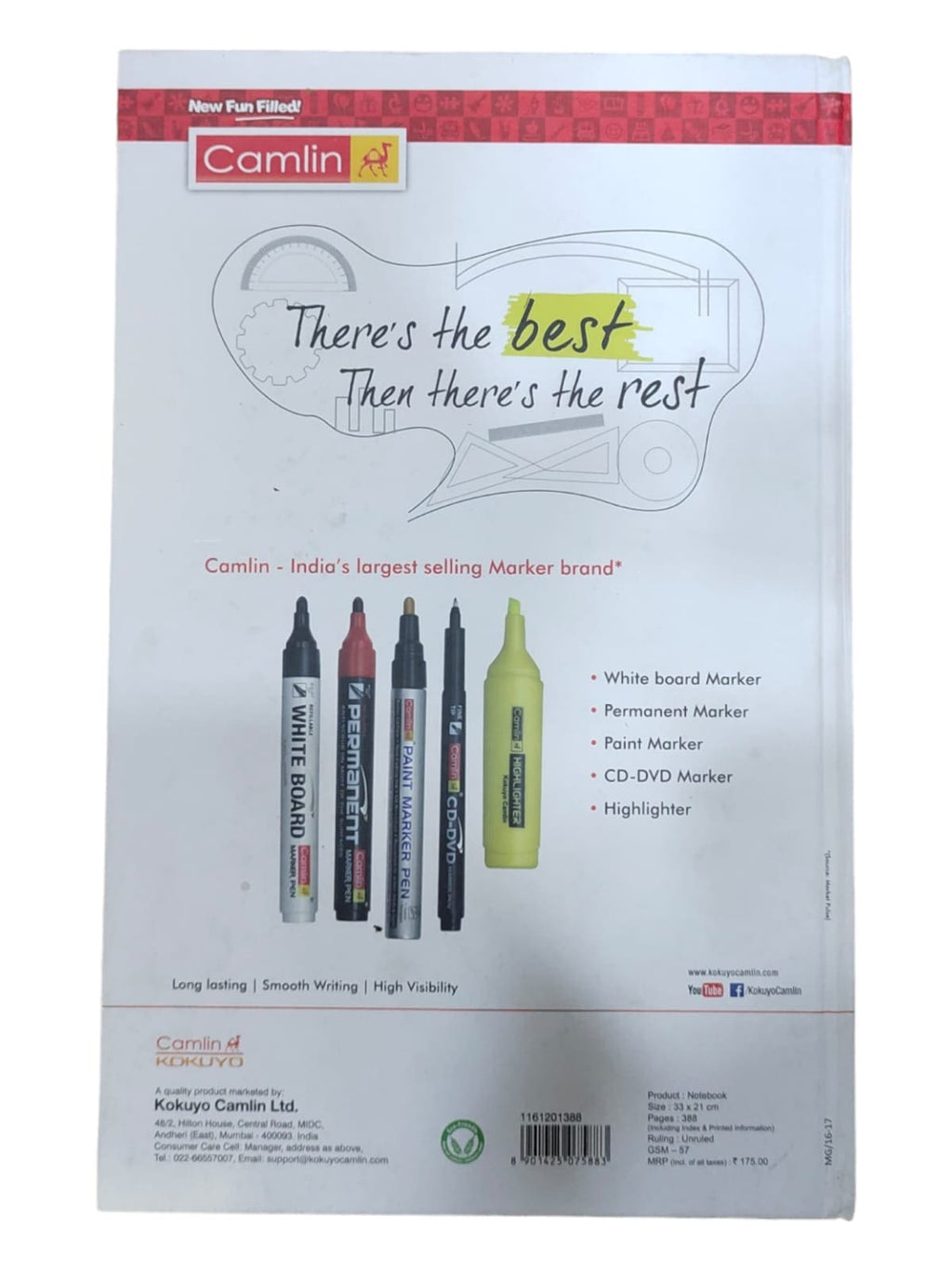 Camlin Notebook - Unruled, 388 pages