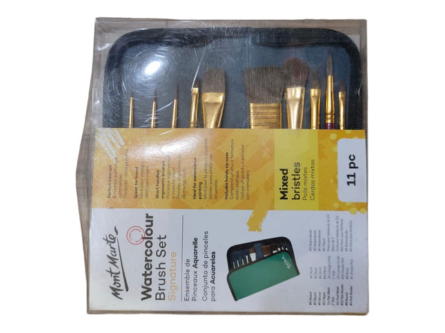 Mont Marte, Watercolour Brush Set, Mixed Bristles, 11 pc