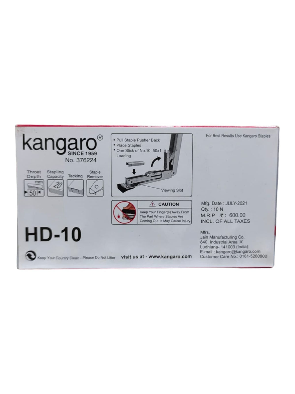 Kangaro, Stapler, HD-10, Qty: 10N