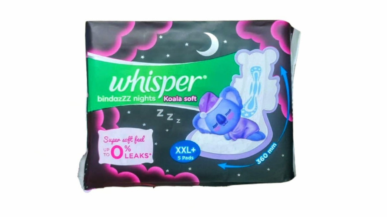 Whisper Bindazzz Nights Koala Soft Sanitary Pads, XXX-Large+ Pack of 5 Napkins