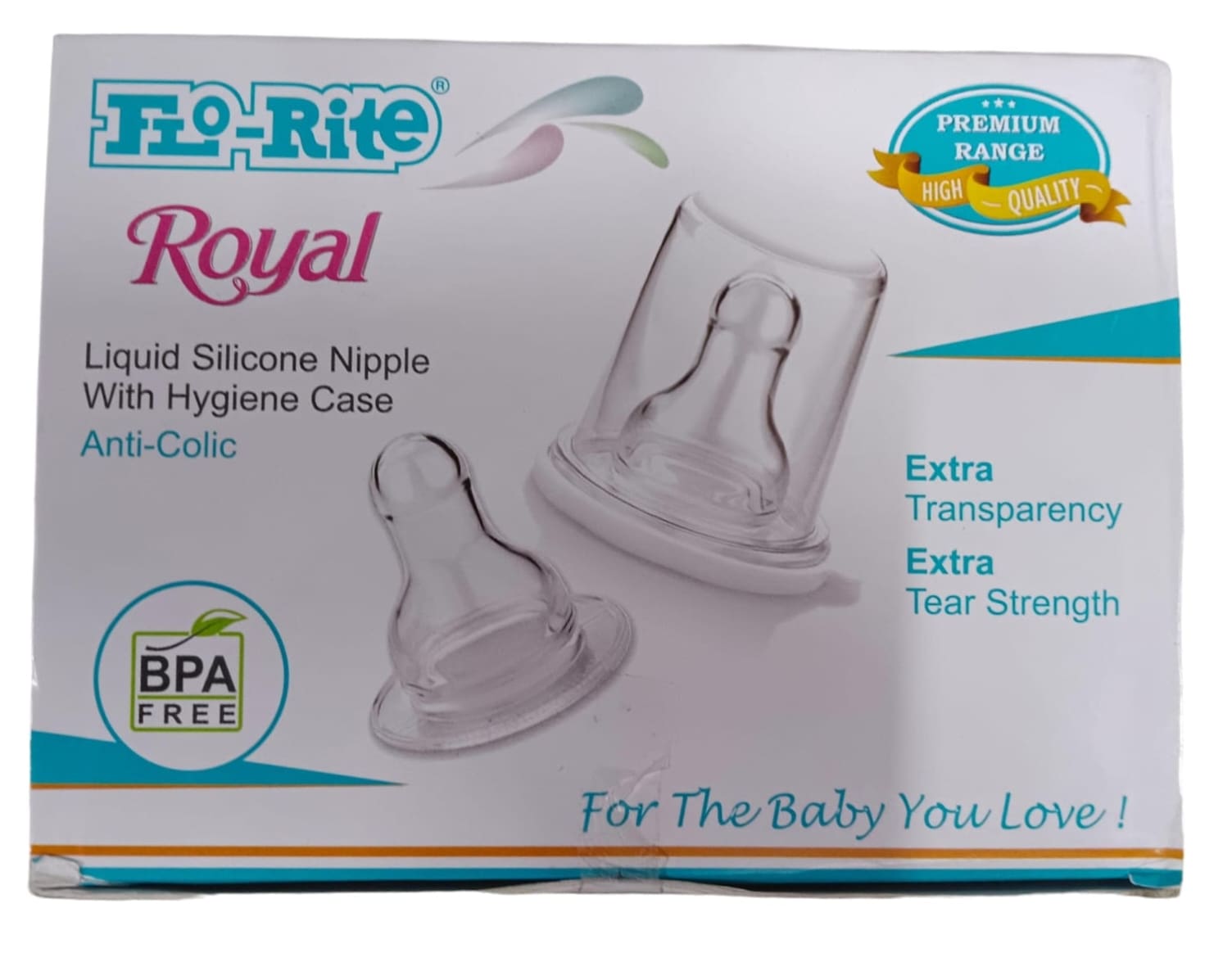 Florite, Royal, Liquid Silicone Nipple with Hygiene Case