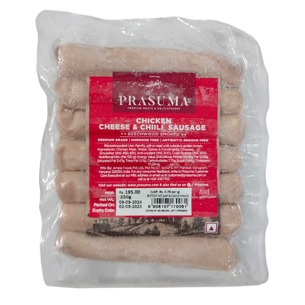Prasuma, Chicken Cheese & Chilli Sausage, 250g
