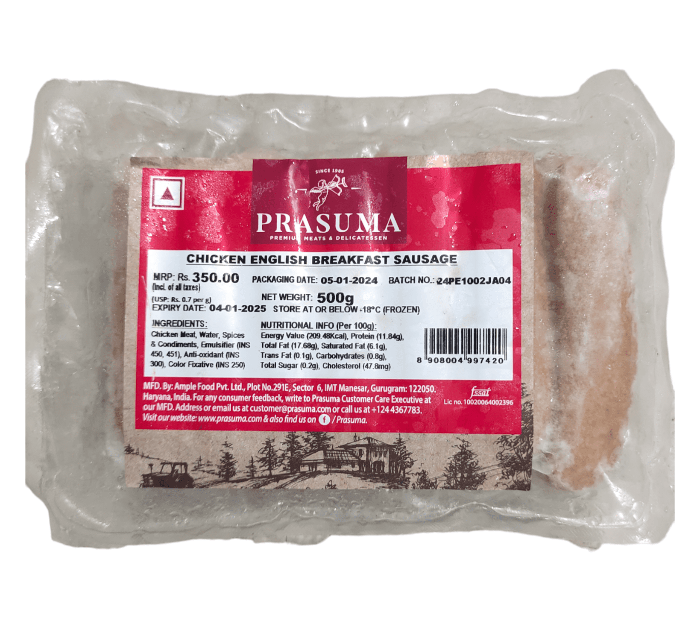 Prasuma Chicken English Breakfast Sausage, 1 Kg