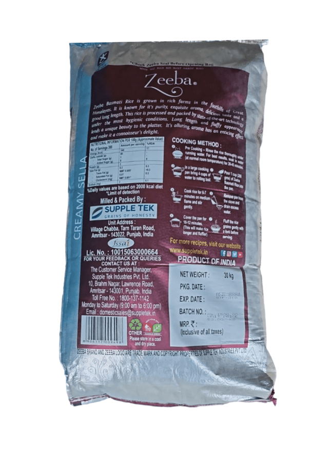 Zeeba, Mongra Basmati Rice, 30kg
