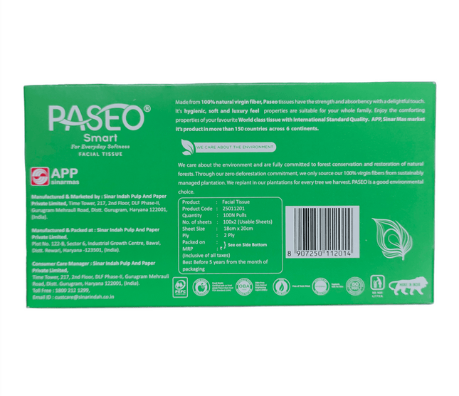 Paseo, Smart Facial Tissue, 2 Ply, 100 Sheets