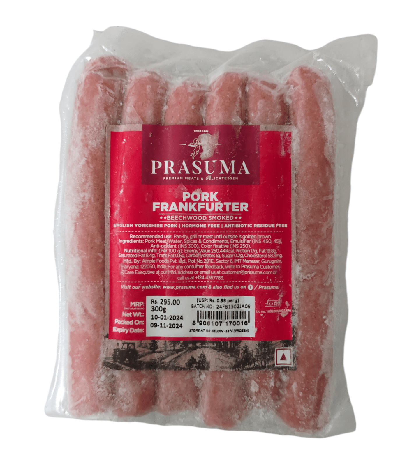 Prasuma, Pork Frankfurter, 300g