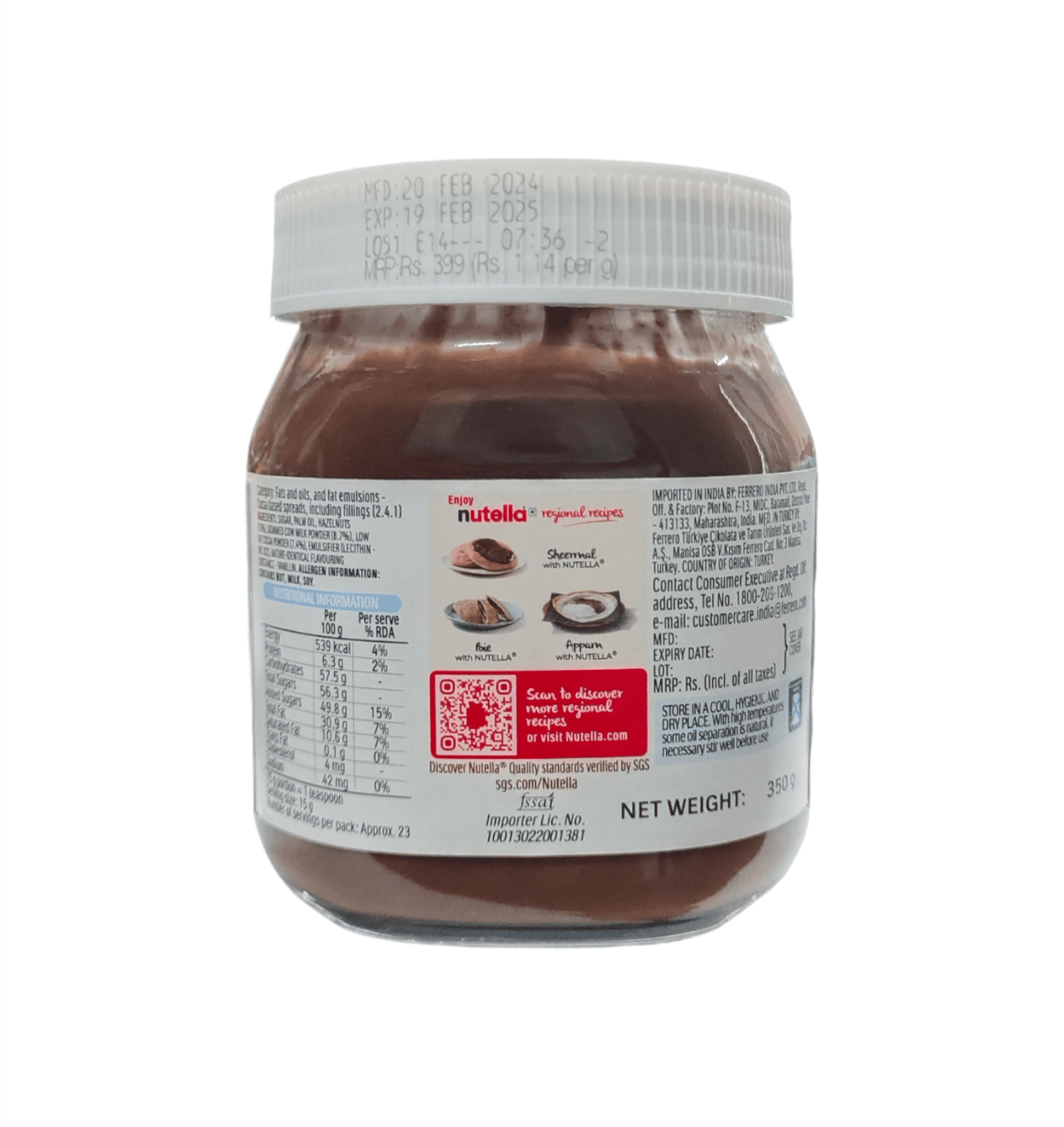 Nutella Hazelnut Spread with Cocoa, 350gm