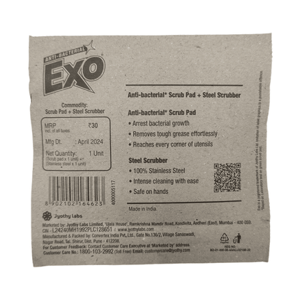 Exo, Anti-Bacterial Scrub Pad + Steel Scrubber