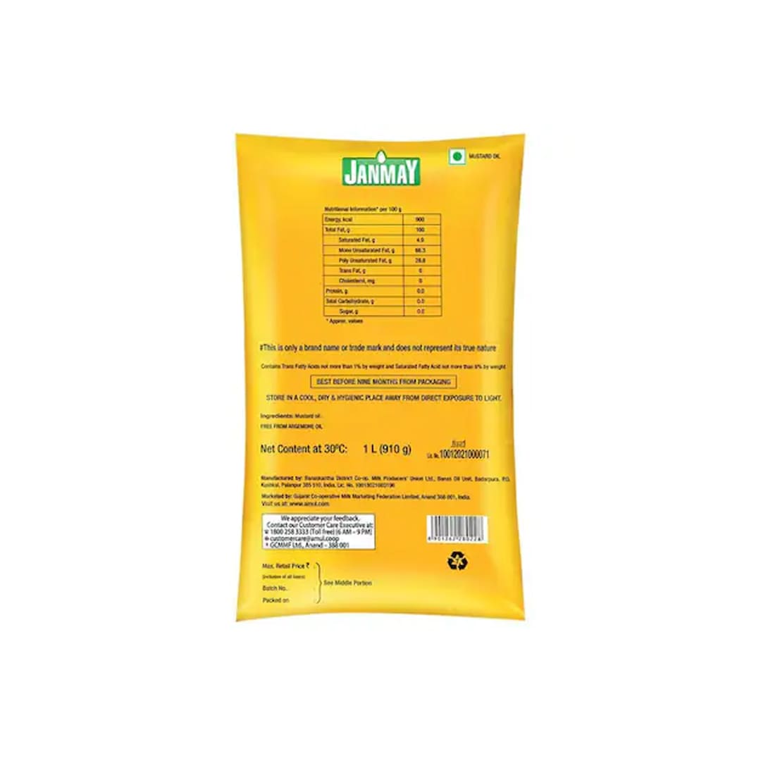 Janmay Farm Fresh Mustard Oil 1 L (910 g)
