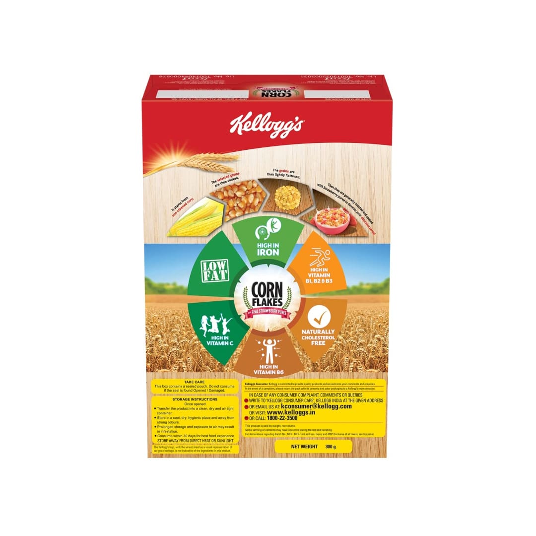 Kellogg's Corn Flakes with Real Strawberry Puree 300g