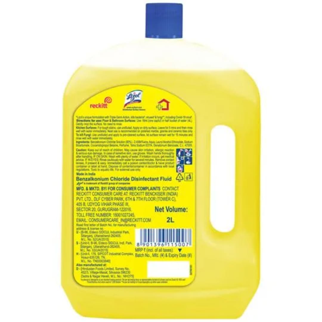 Lizol Disinfectant Surface & Floor Cleaner Liquid - Citrus, 2 L